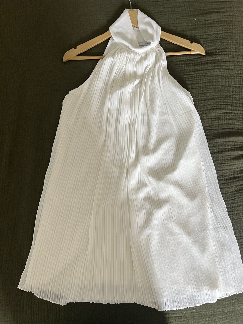 Naked Zebra White Pleated Halter Neck Dress